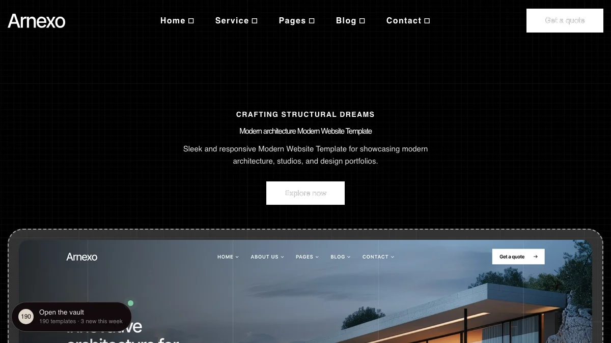 Screenshot of the Arnexo theme homepage