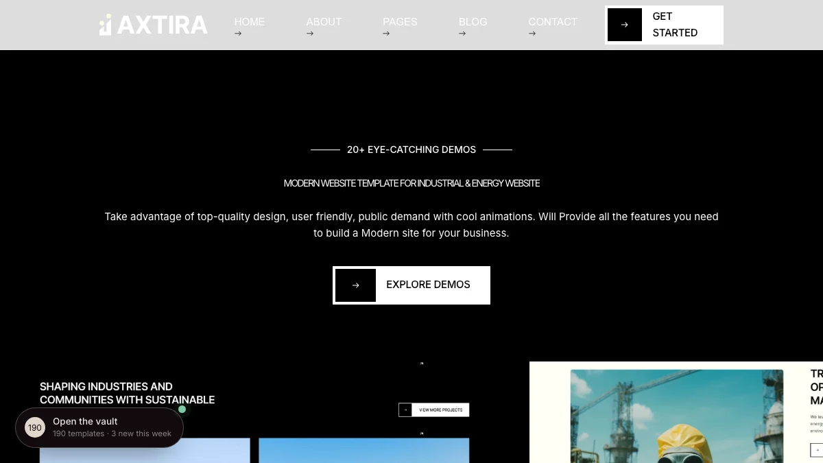 Screenshot of the Axtira theme homepage