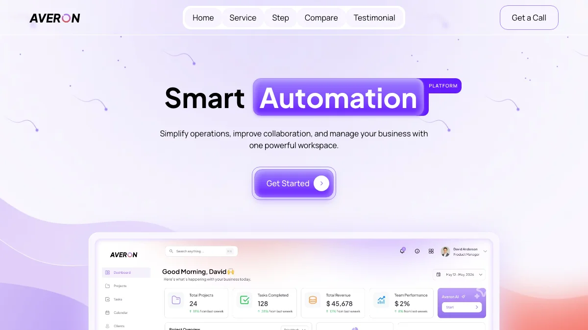 Screenshot of the Aaveron theme homepage