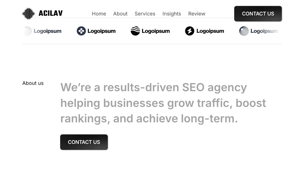 Screenshot of the Acilav theme homepage