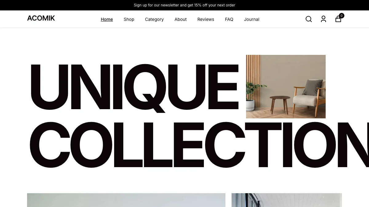 Screenshot of the Acomiks theme homepage