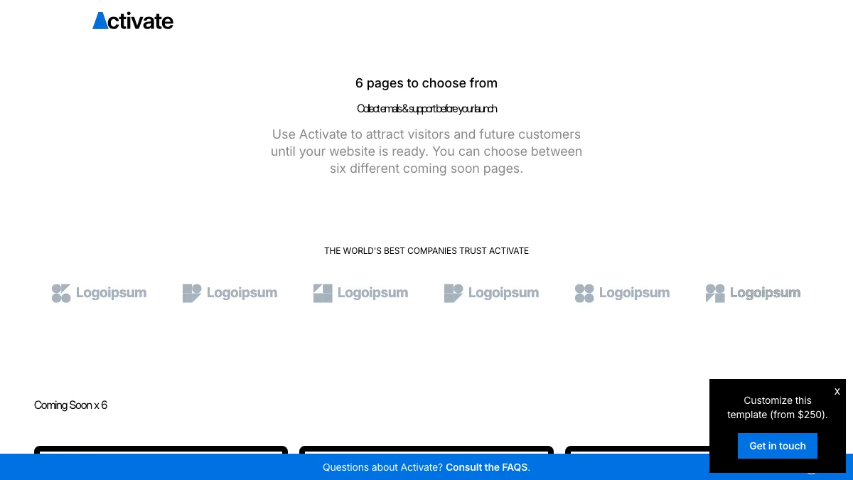 Screenshot of the Active theme homepage