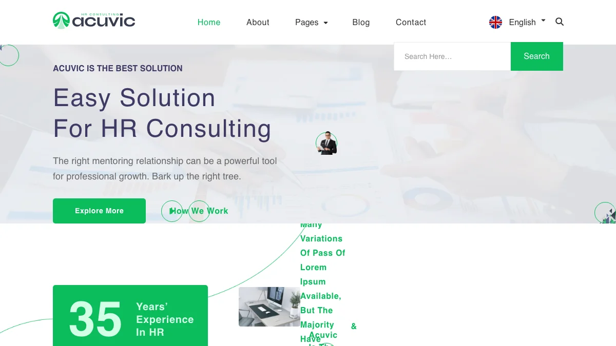 Screenshot of the Acuvic theme homepage