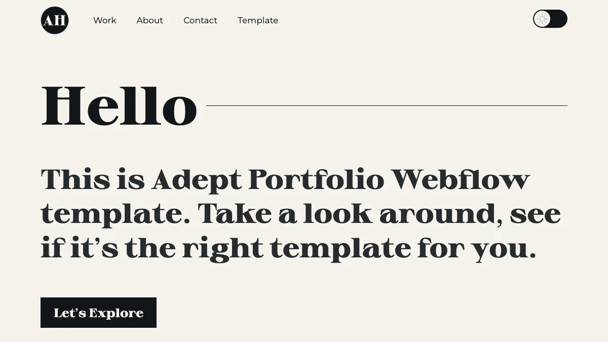 Screenshot of the Adept Folio theme homepage