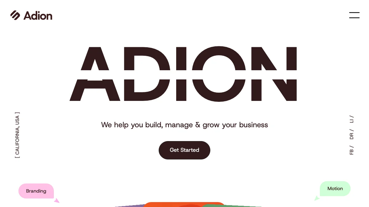 Screenshot of the Adione theme homepage