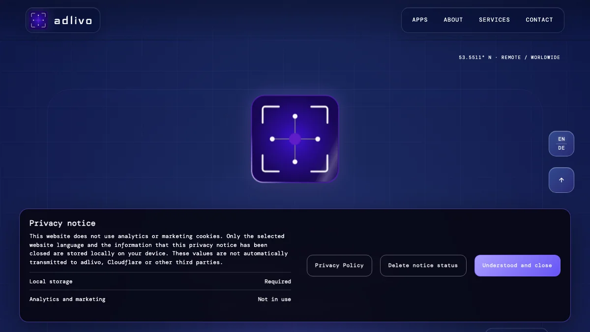 Screenshot of the Adlivo theme homepage