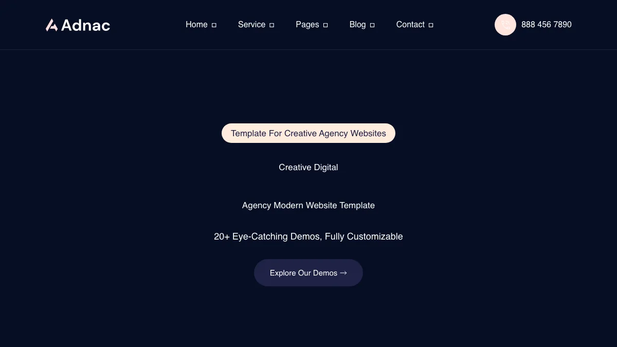 Screenshot of the Adnac theme homepage