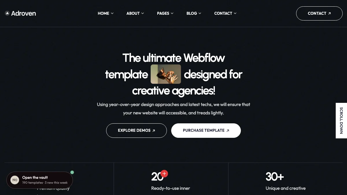 Screenshot of the Adroven theme homepage
