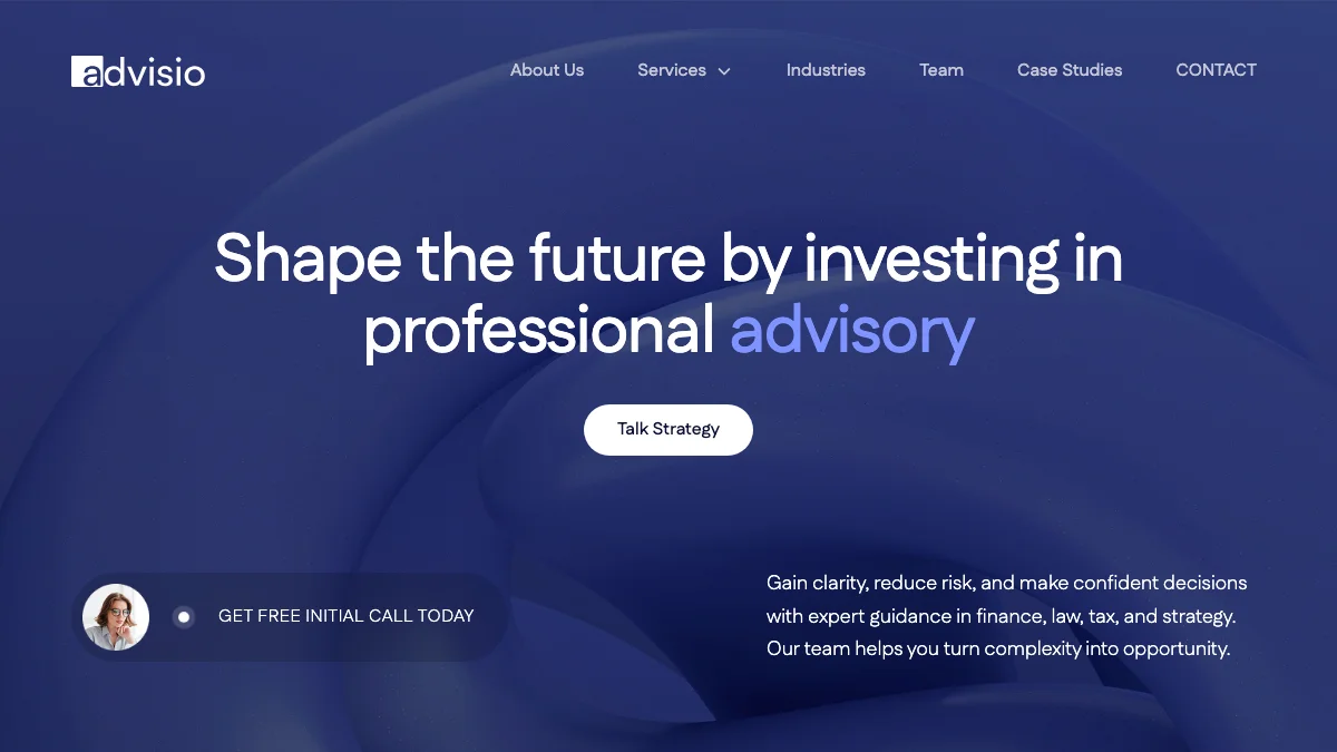 Screenshot of the Advisio theme homepage