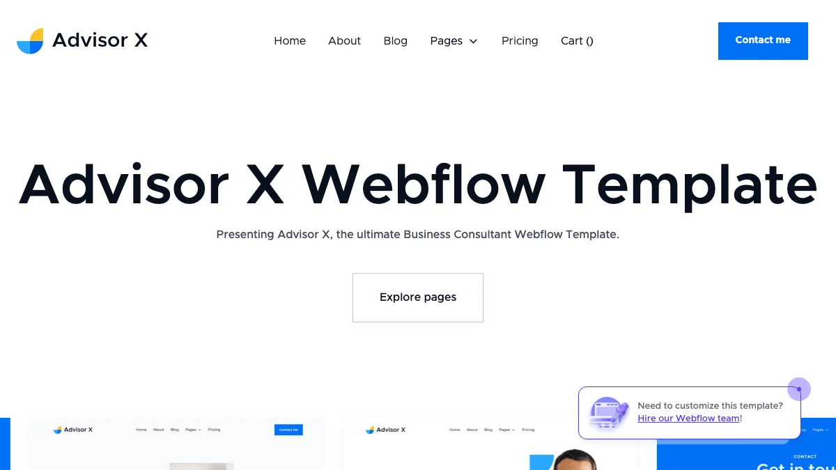 Screenshot of the Advisor X theme homepage