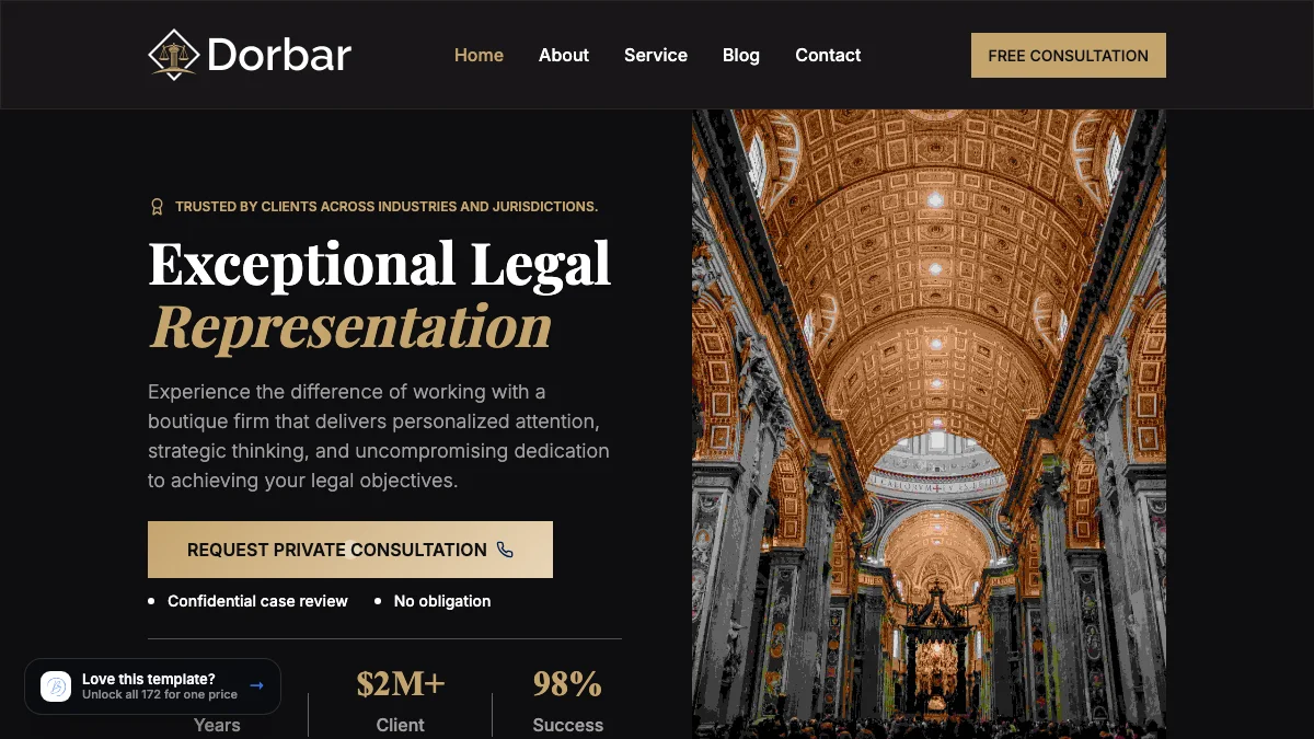 Screenshot of the Dorbar theme homepage