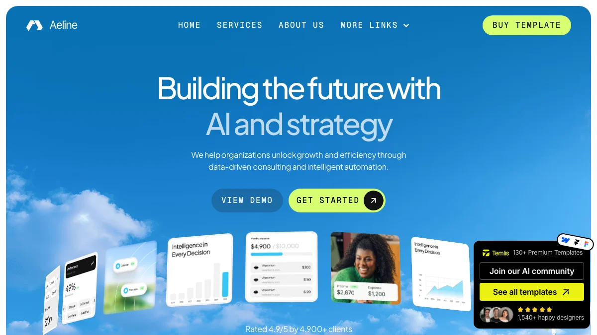Screenshot of the Aeline theme homepage