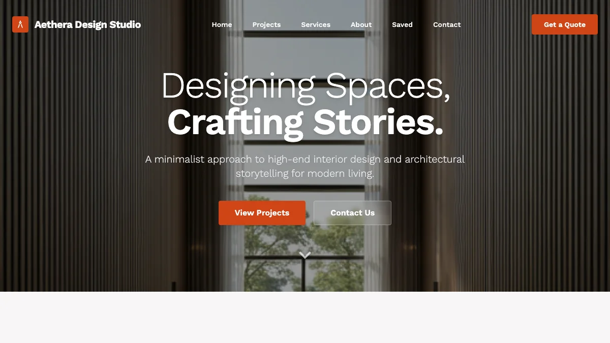 Screenshot of the Aethera theme homepage