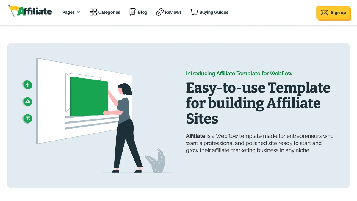 Screenshot of the Affiliate theme homepage