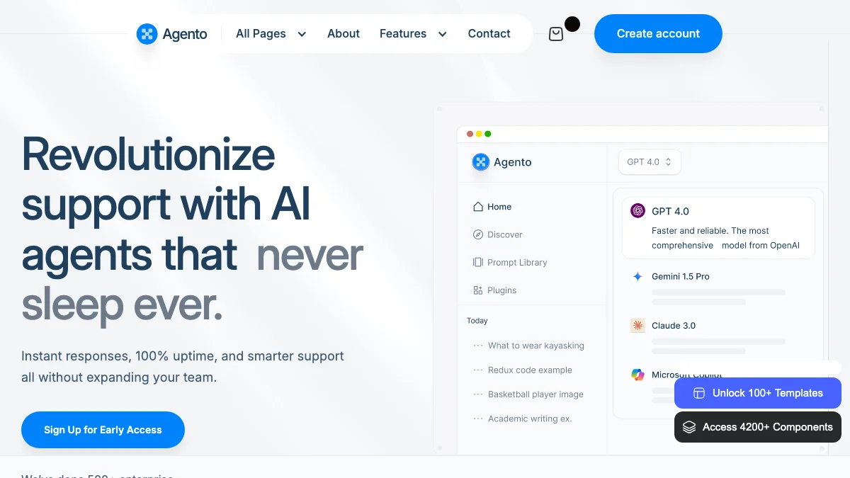 Screenshot of the Ageento theme homepage