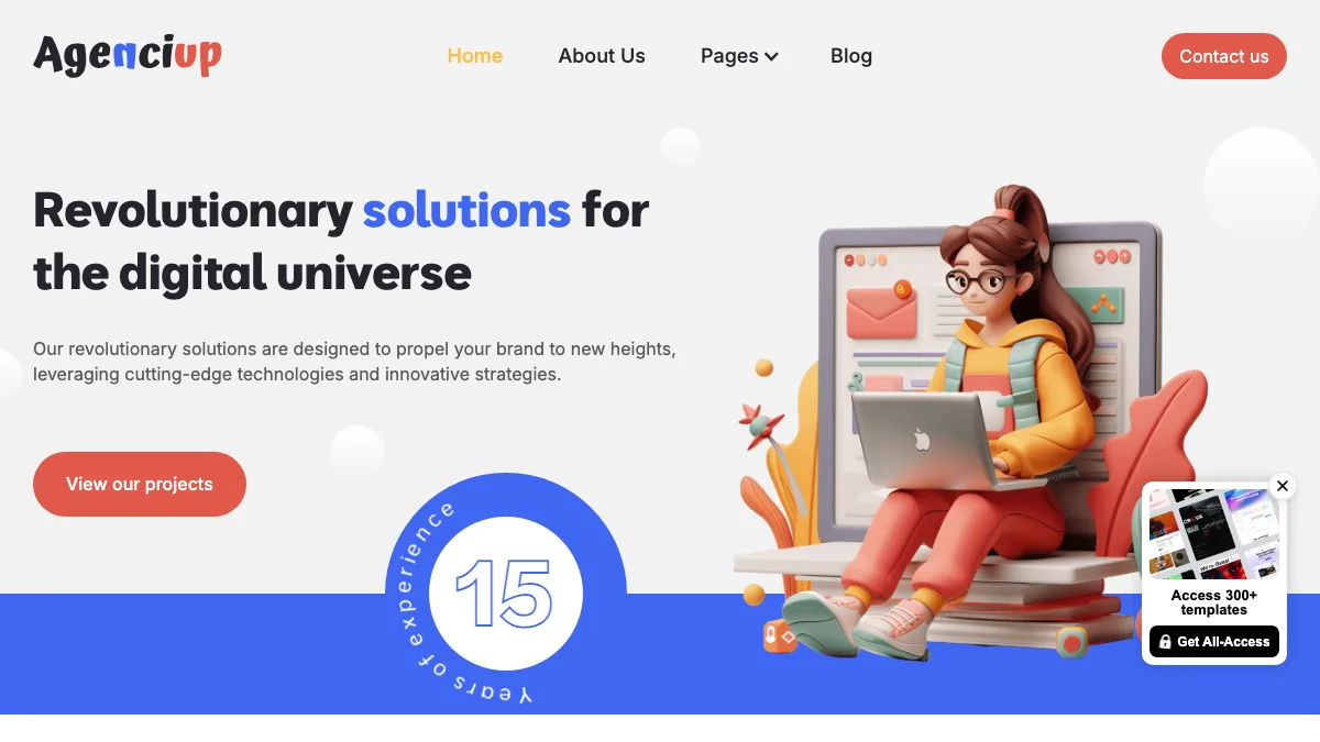 Screenshot of the AgenciUp theme homepage