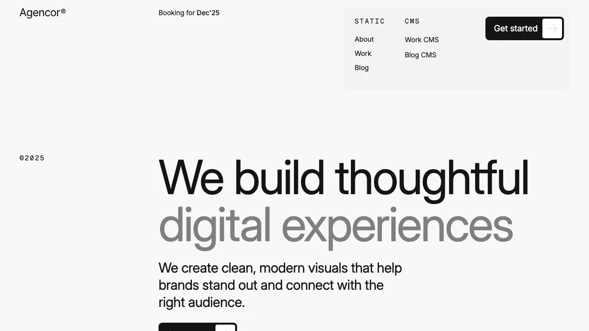 Screenshot of the Agencor theme homepage