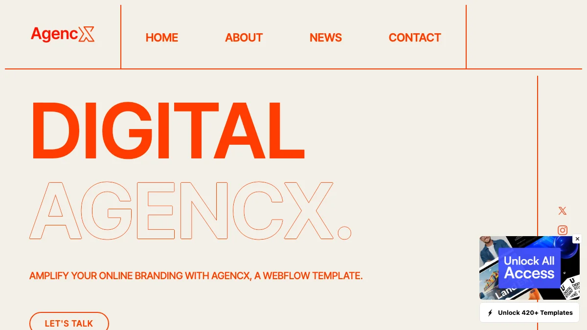 Screenshot of the AgencX theme homepage
