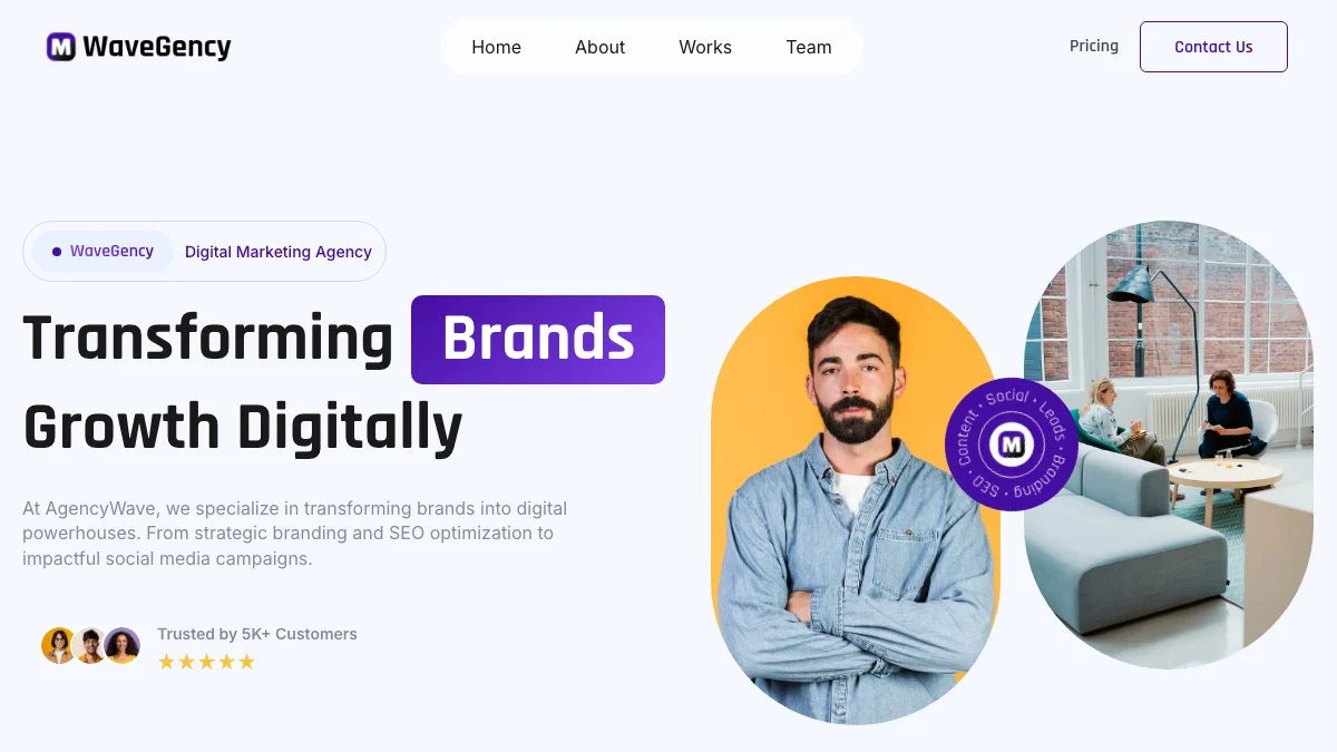 Screenshot of the AgencyWave theme homepage