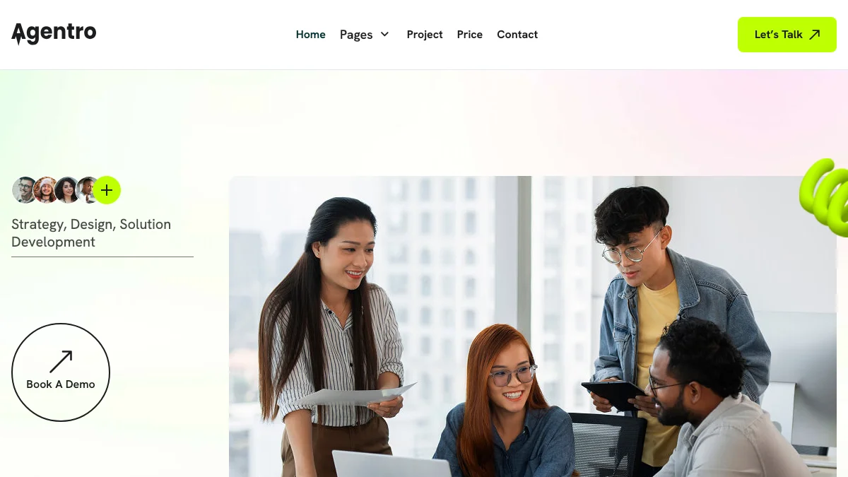 Screenshot of the Agentro theme homepage
