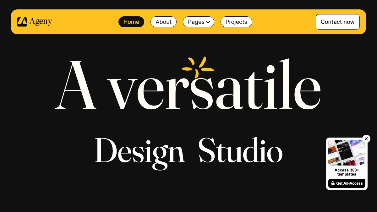 Screenshot of the Ageny theme homepage