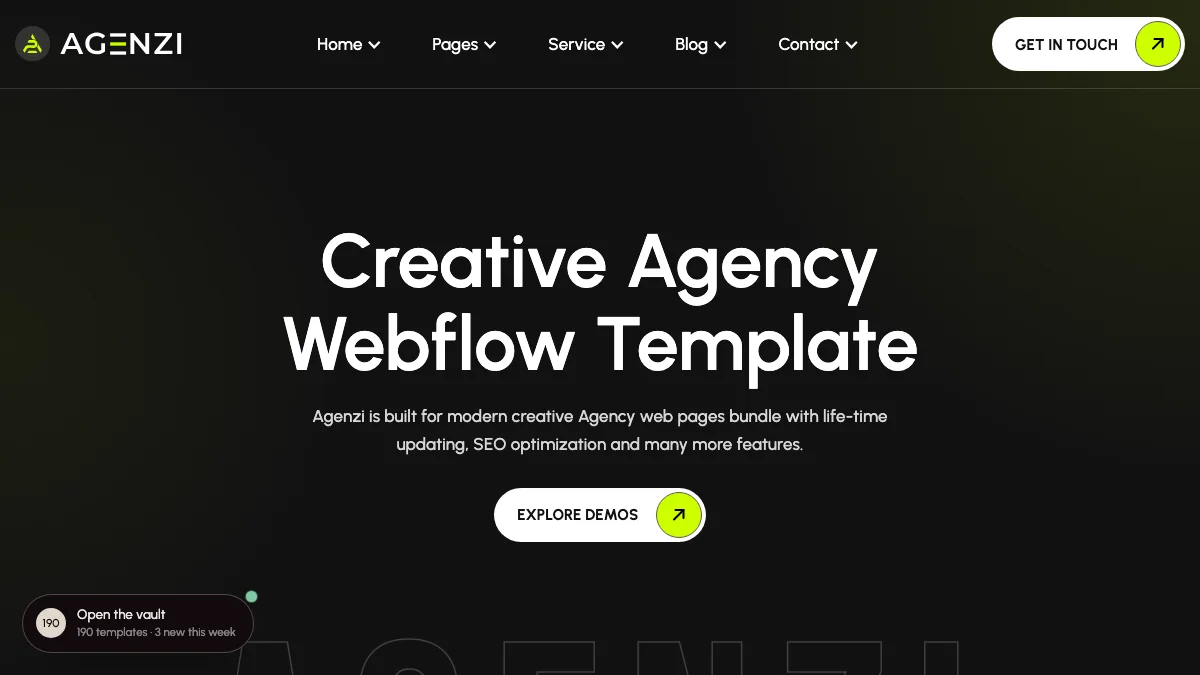 Screenshot of the Agenzi theme homepage