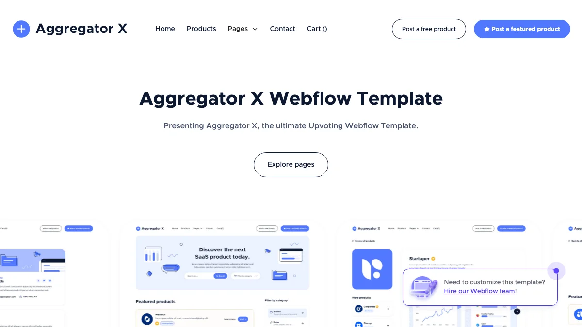 Screenshot of the Aggregator X theme homepage