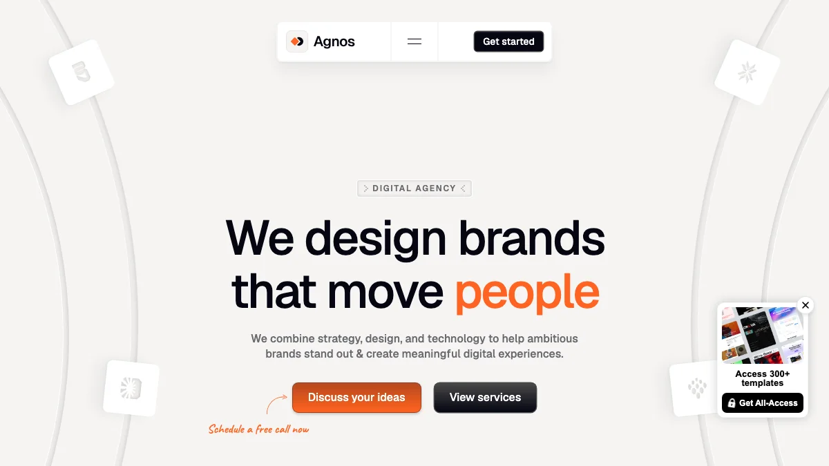 Screenshot of the Agnos theme homepage