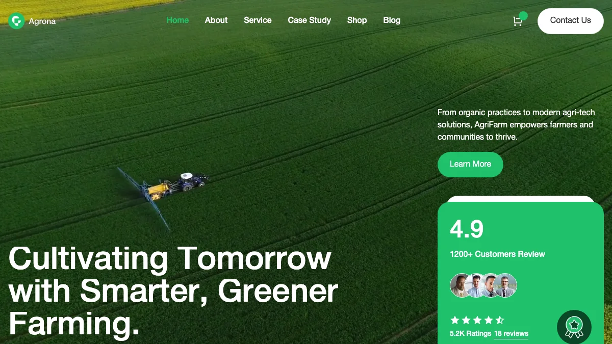 Screenshot of the Agrona theme homepage