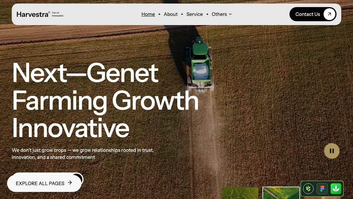 Screenshot of the Harvestra theme homepage