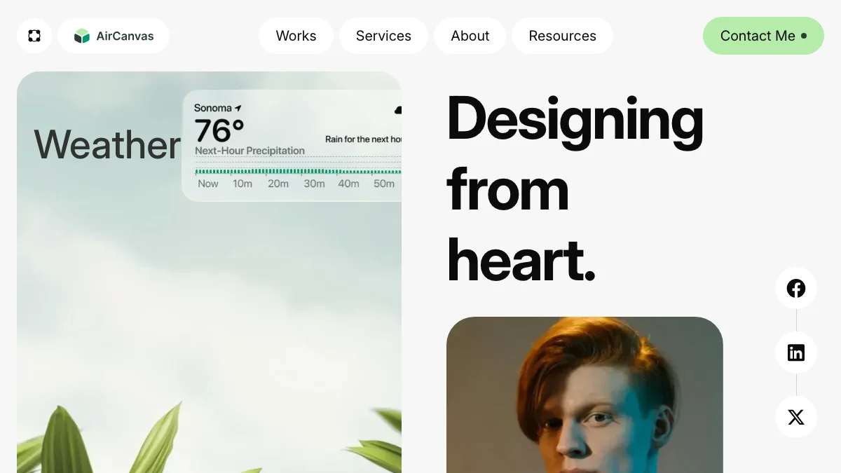 Screenshot of the AirCanvas theme homepage