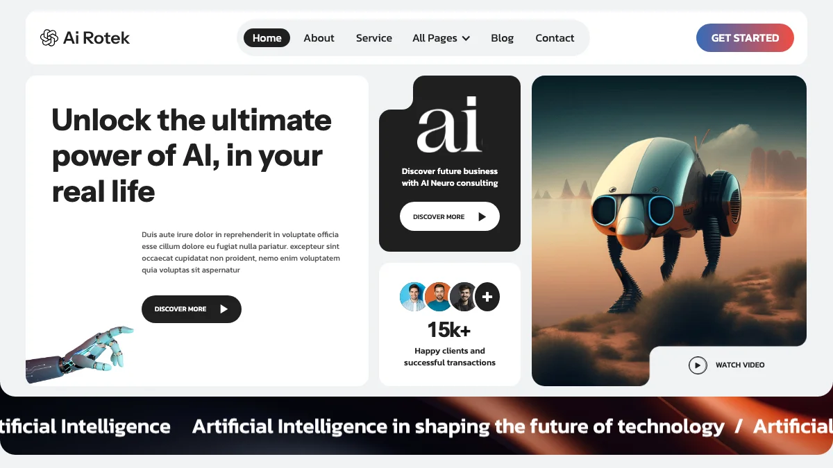 Screenshot of the AI Rotek theme homepage