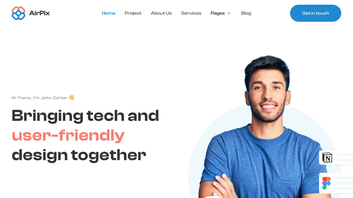 Screenshot of the AirPix theme homepage