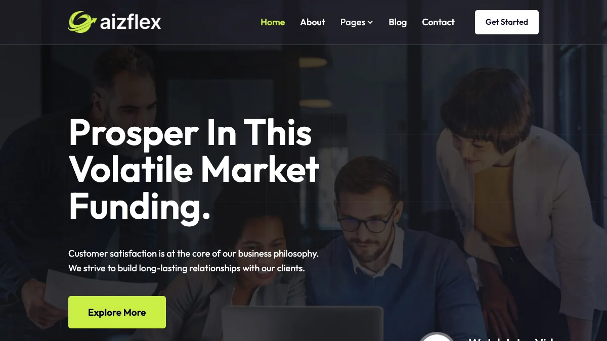Screenshot of the Aizflex theme homepage