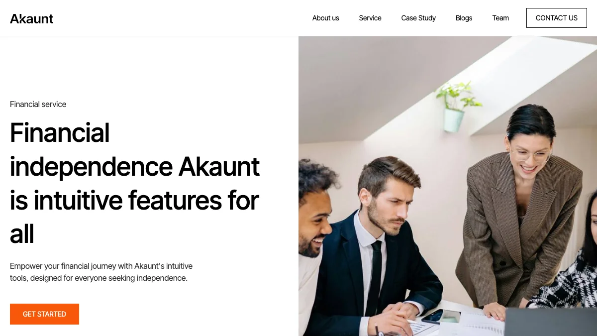 Screenshot of the Akaunt theme homepage