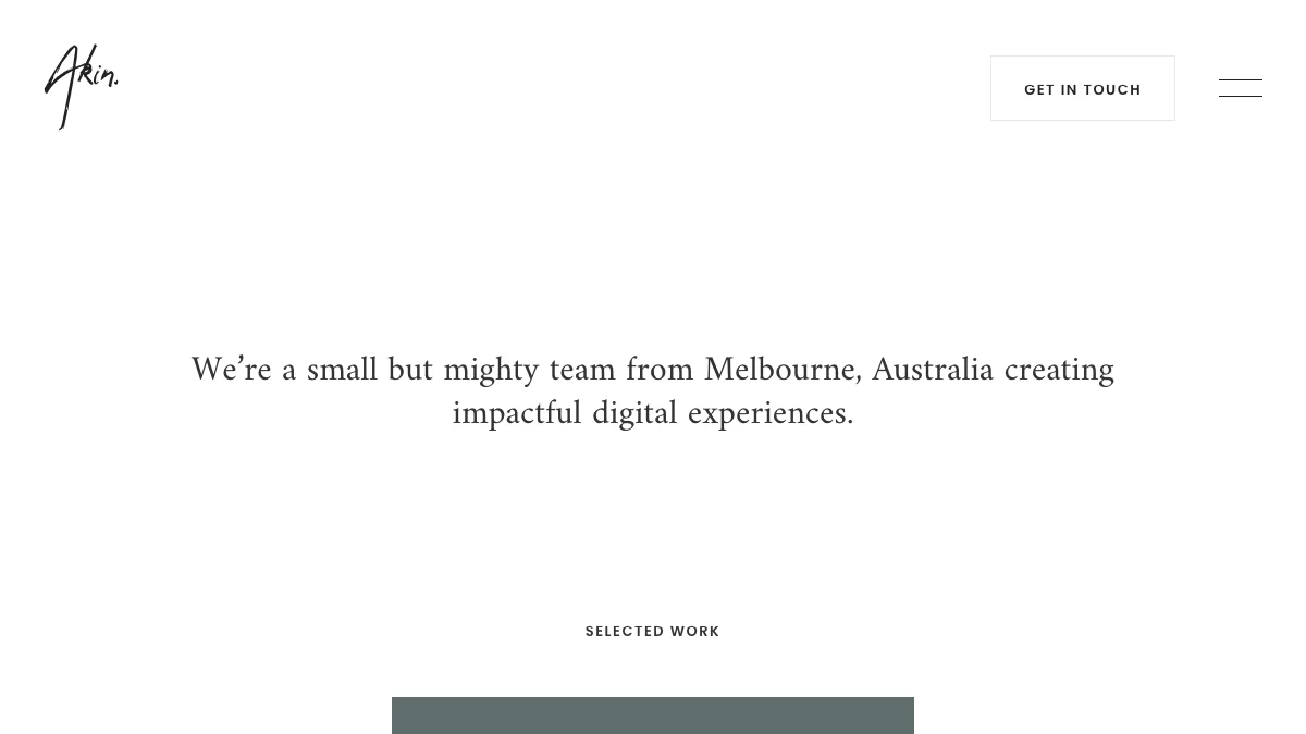 Screenshot of the Akin theme homepage