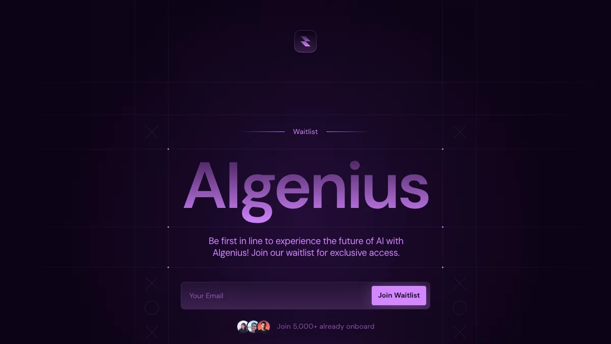 Screenshot of the Algenius Waitlist theme homepage