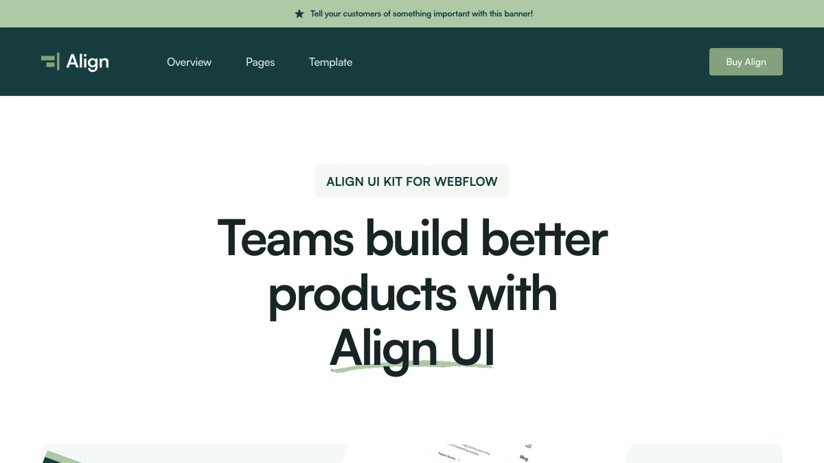 Screenshot of the Align theme homepage