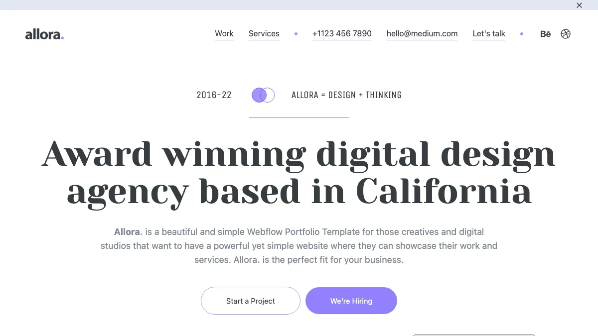 Screenshot of the Allora theme homepage