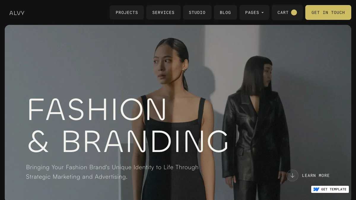 Screenshot of the Alvy theme homepage
