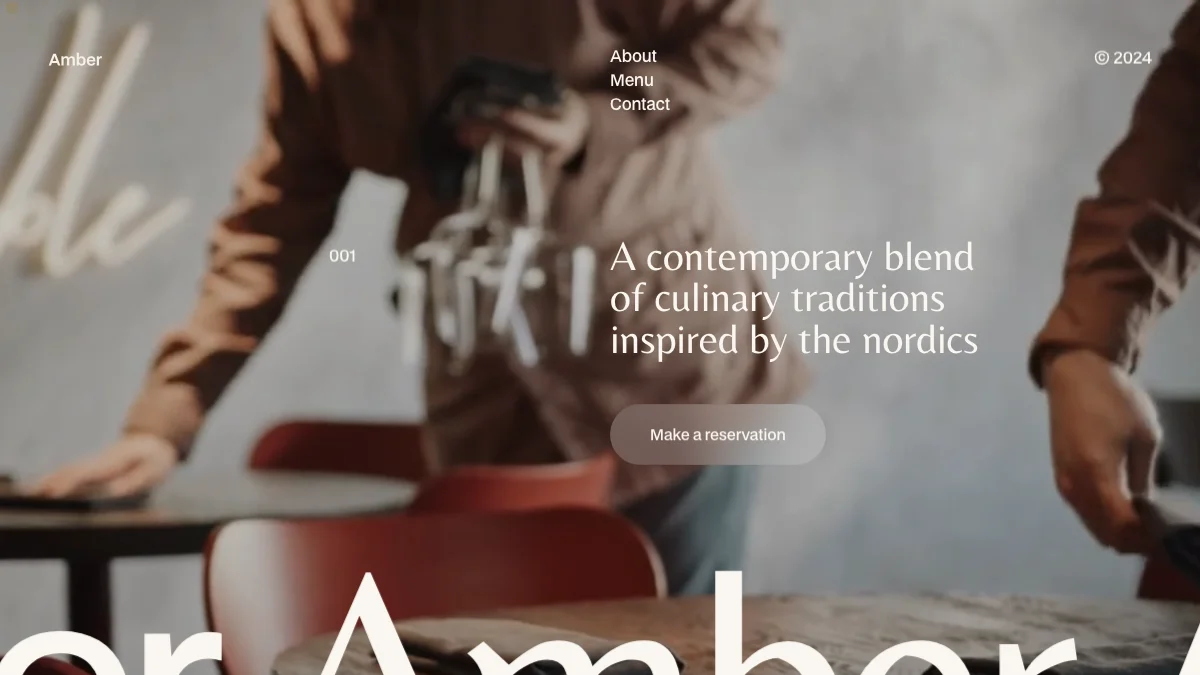 Screenshot of the Amber theme homepage