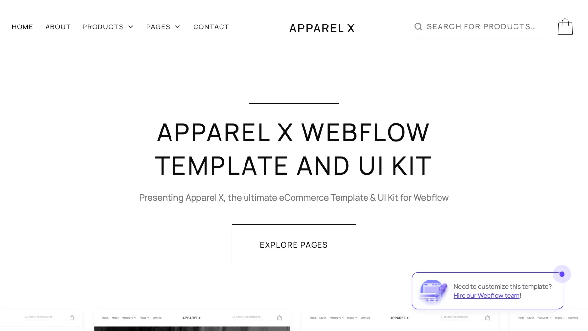 Screenshot of the Apparel X theme homepage