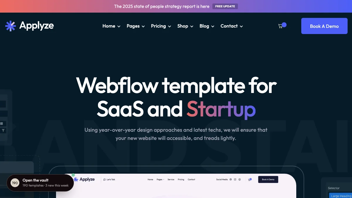 Screenshot of the Applyze theme homepage