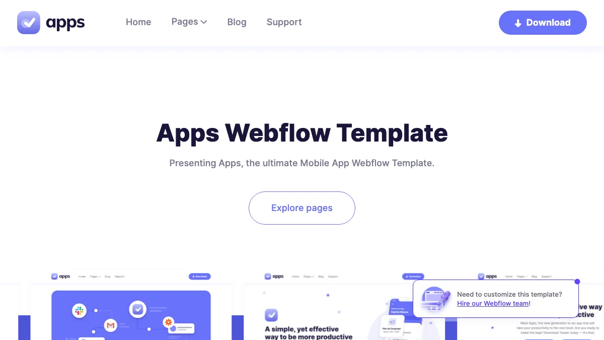 Screenshot of the Apps theme homepage