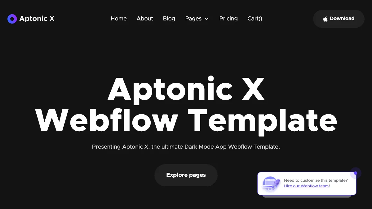 Screenshot of the Aptonic X theme homepage