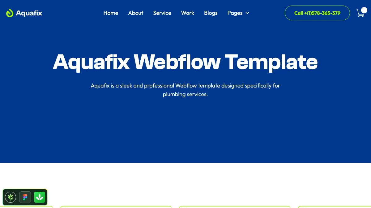 Screenshot of the Aquafix theme homepage
