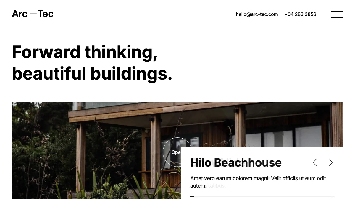 Screenshot of the Arc-Tec theme homepage