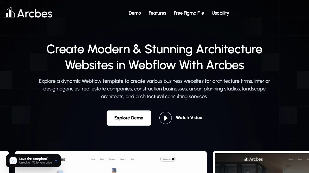 Screenshot of the Arcbes theme homepage