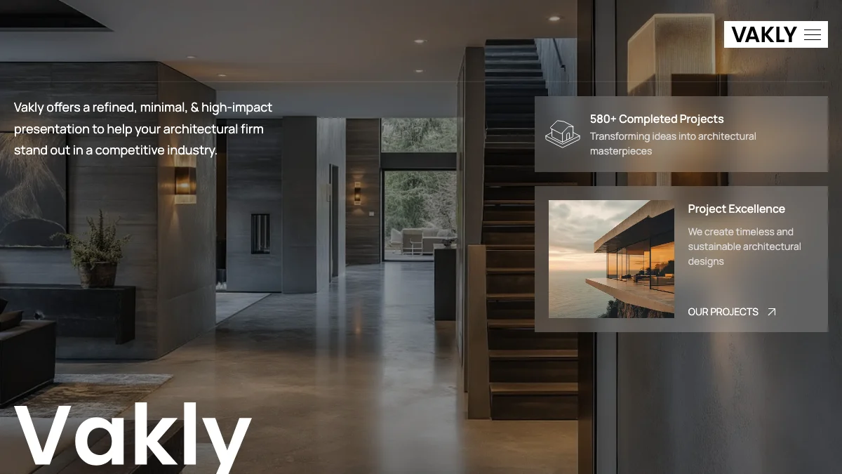 Screenshot of the Vakly theme homepage