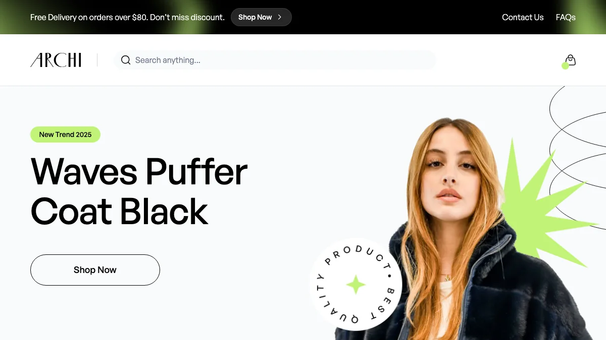 Screenshot of the Archi 01 theme homepage